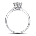 Pure 14k white gold 2.0 CT Classic 6-Prong Solitaire Simulated Diamond Engagement Ring Promise Bridal Wedding Ring (3.5)