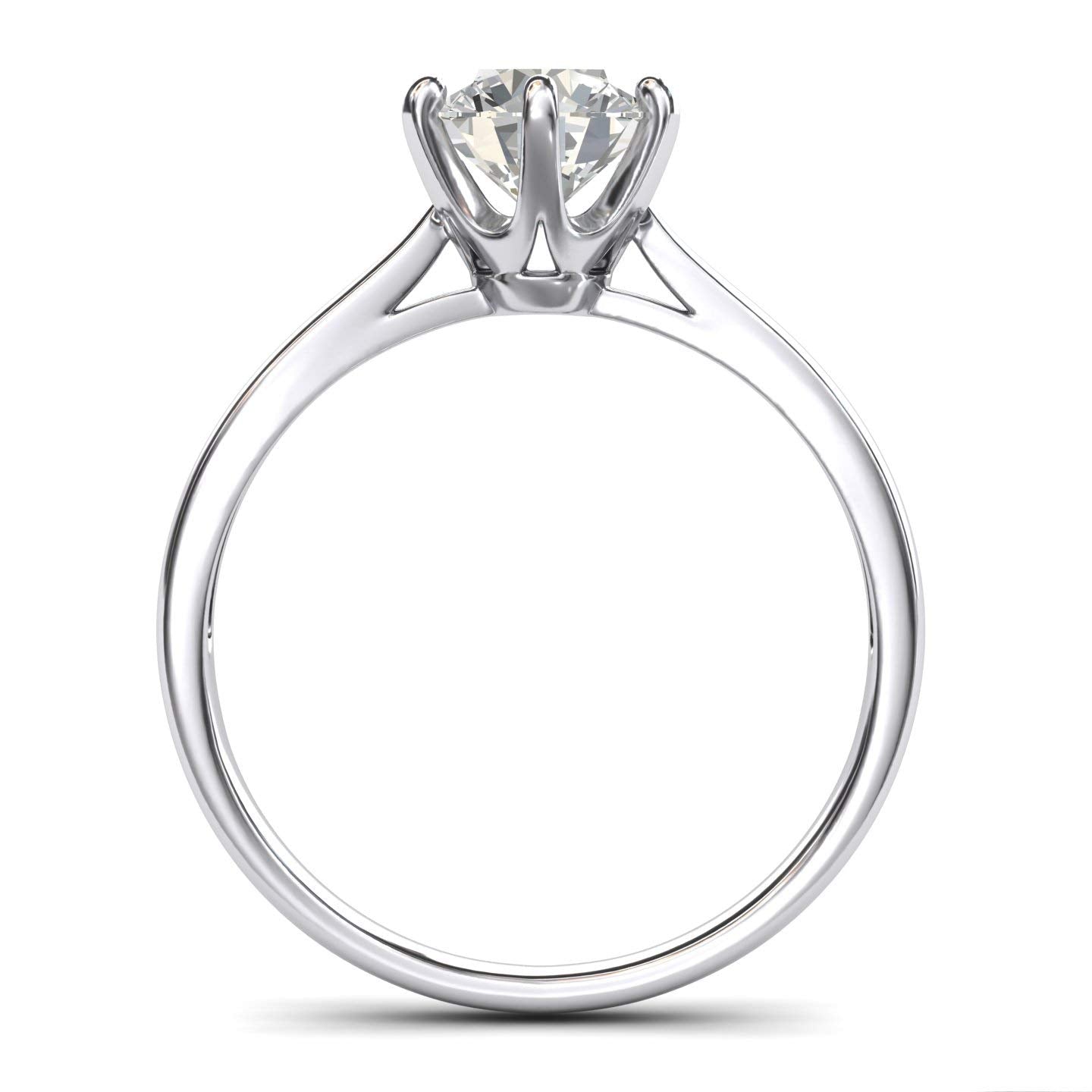 Pure 14k white gold 2.0 CT Classic 6-Prong Solitaire Simulated Diamond Engagement Ring Promise Bridal Wedding Ring (3.5)