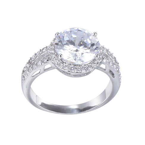 Love Struck Diamond Crystals Platinum Plated Halo Ring