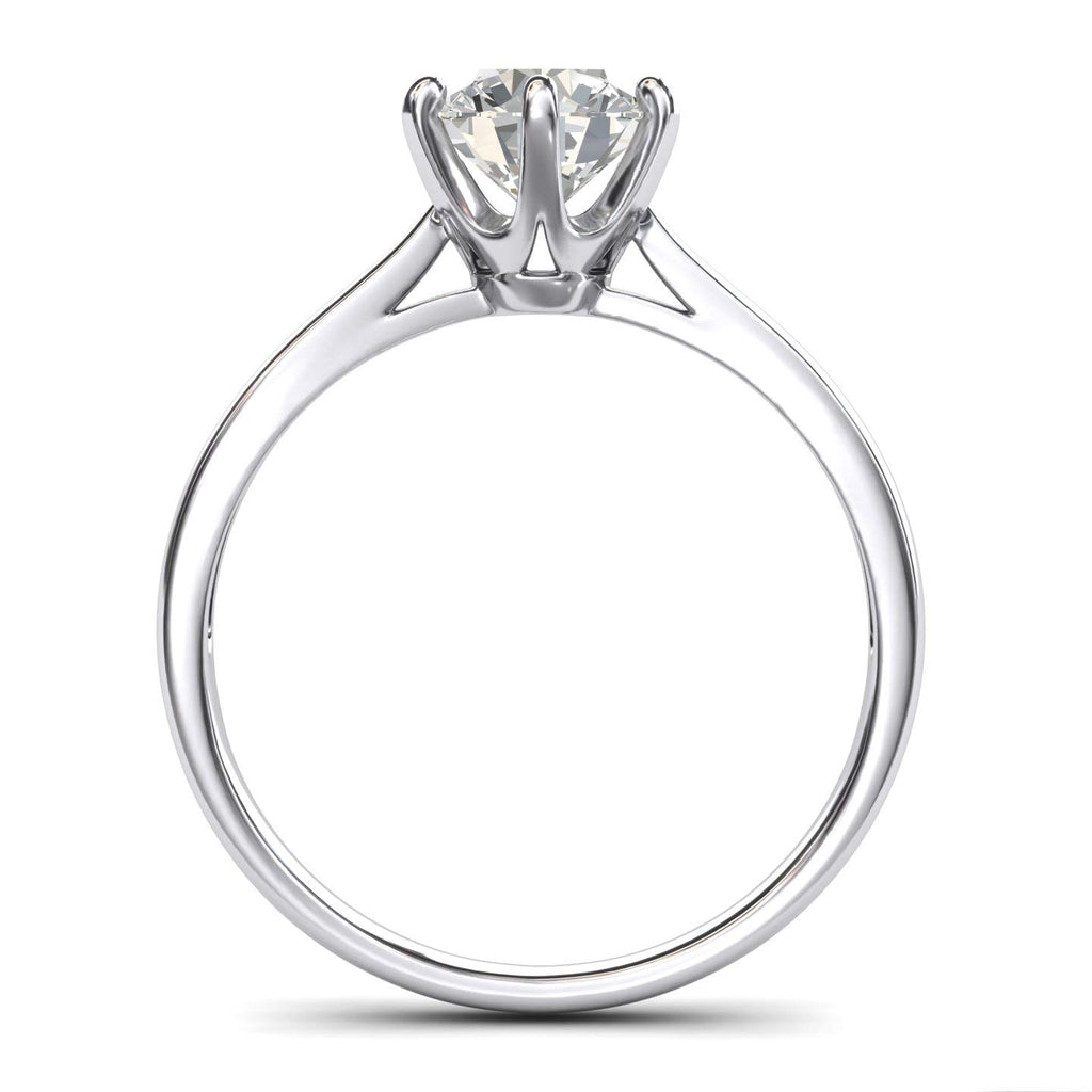 Pure 14k white gold 2.0 CT Classic 6-Prong Solitaire Simulated Diamond Engagement Ring Promise Bridal Wedding Ring (3.5)
