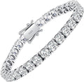 Wm Wonder Mojo Moissanite Tennis Bracelet10.5-14 Carats Lab Grown Diamond Tennis Bracelet for Women 18k White Gold Plated 925 Sterling Silver Mens Bracelet 4mm D Color VVS1 Round Cut Moissanite Bracelet for Women