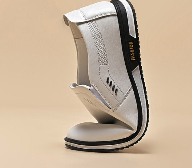 Men's British White Slip-On Leather Shoes