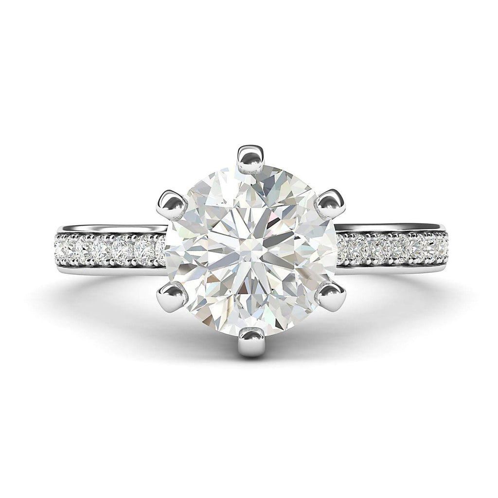 14k White Gold 2 Carats Classic 6-Prong Simulated Diamond Engagement Ring with Side Stones Promise Bridal Ring (8)
