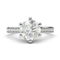 14k White Gold 2 Carats Classic 6-Prong Simulated Diamond Engagement Ring with Side Stones Promise Bridal Ring (8)