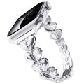 Heart-shaped Rhinestone Bracelet Apple Watch Band with Leaf-type Metal Bling Jewelry Style