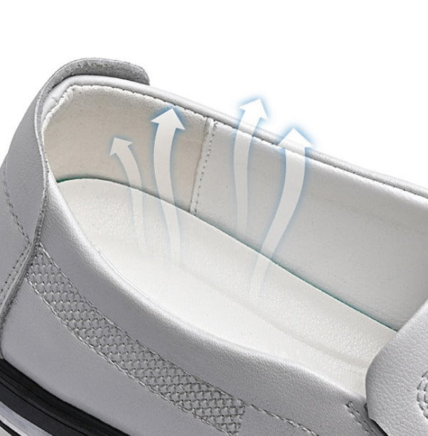 Men's British White Slip-On Leather Shoes