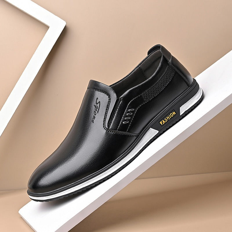 Men's British White Slip-On Leather Shoes