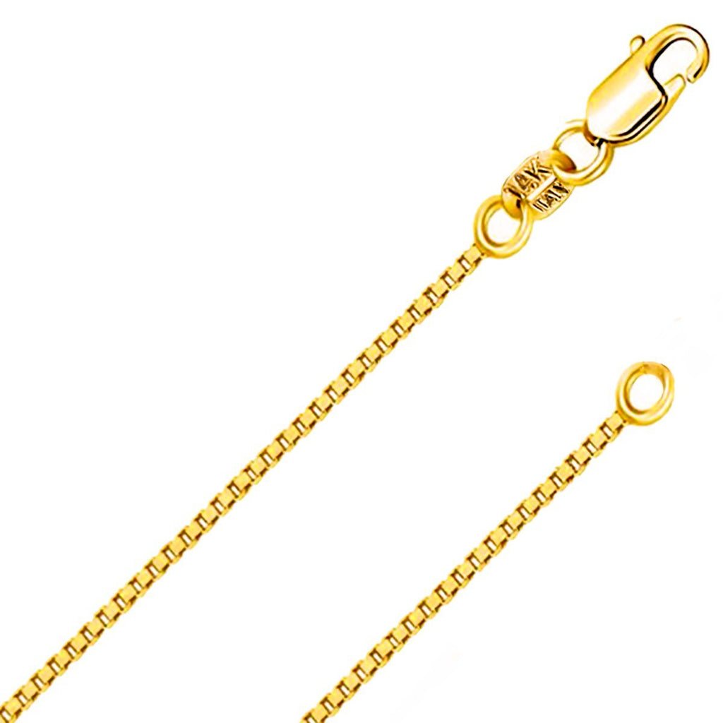 ITALIAN FASHIONS 14K or 10K REAL Solid Yellow or White or Rose/Pink Gold 0.5MM0.6MM0.7MM0.8MM0.9MM1.1MM1.2MM Italian Diamond Cut Box Link Chain Necklace gold necklaces for women MADE IN ITALY (0.8 MM 22 In 14K Yellow Solid Gold ITALY AA)